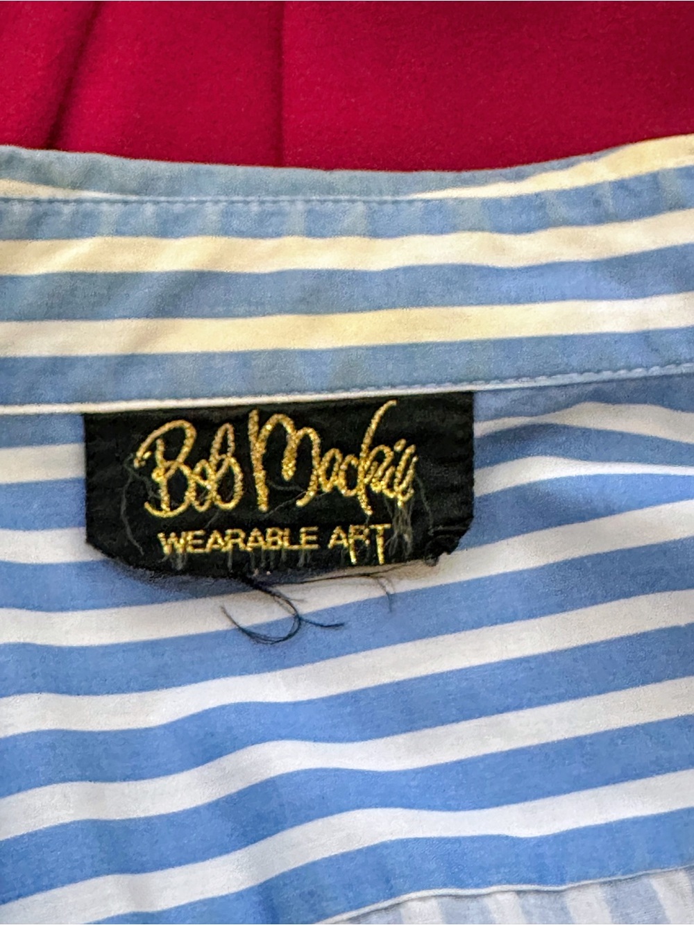Bob Mackie Light Blue & White Striped Short-Sleeve Shirt with Rooster Embroidery - Picture 2 of 4